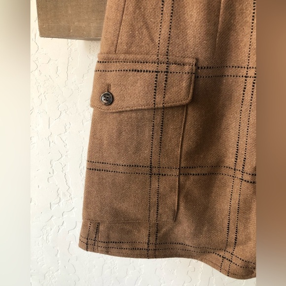 Madewell|Resourced Wool windowpane checkered tan mini cargo skirt•••fall staple - Picture 8 of 13